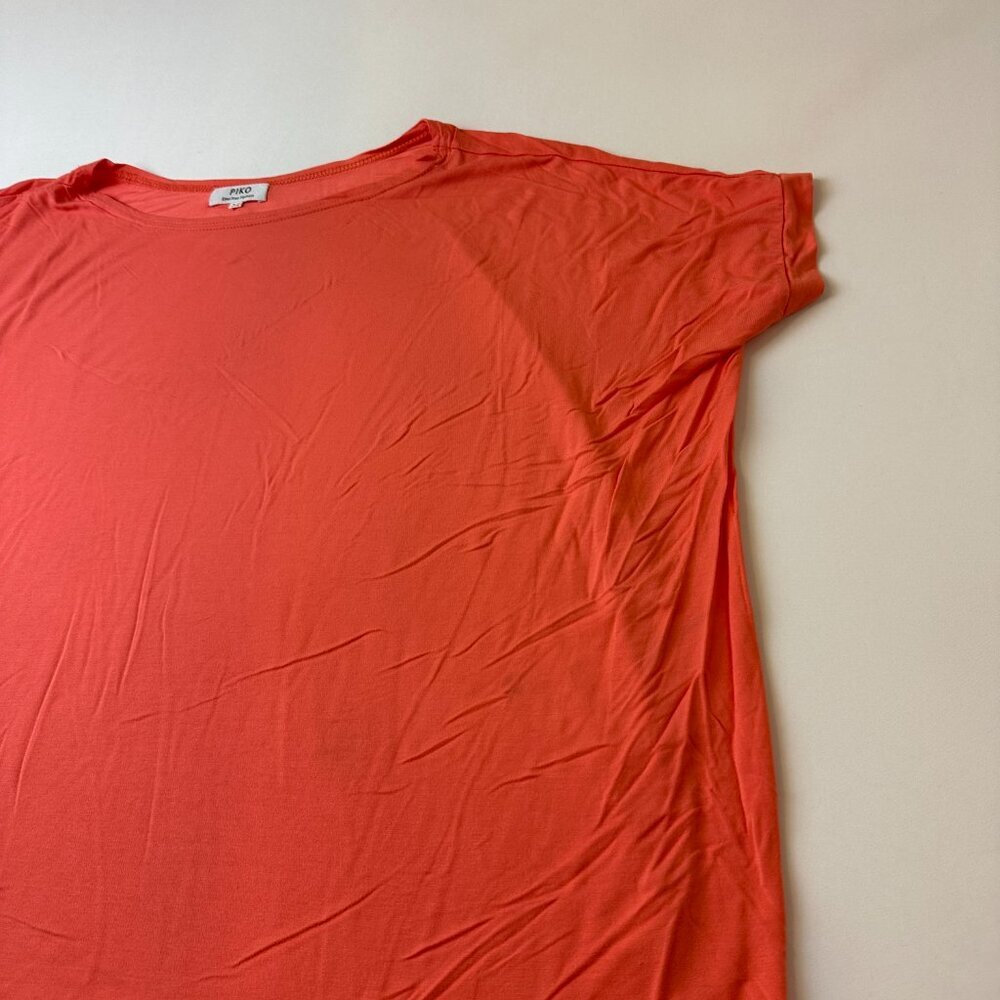 PIKO Shirt Womens Medium Orange Dolman Short Sleeve Relaxed Soft Basic Top - Picture 6 of 11